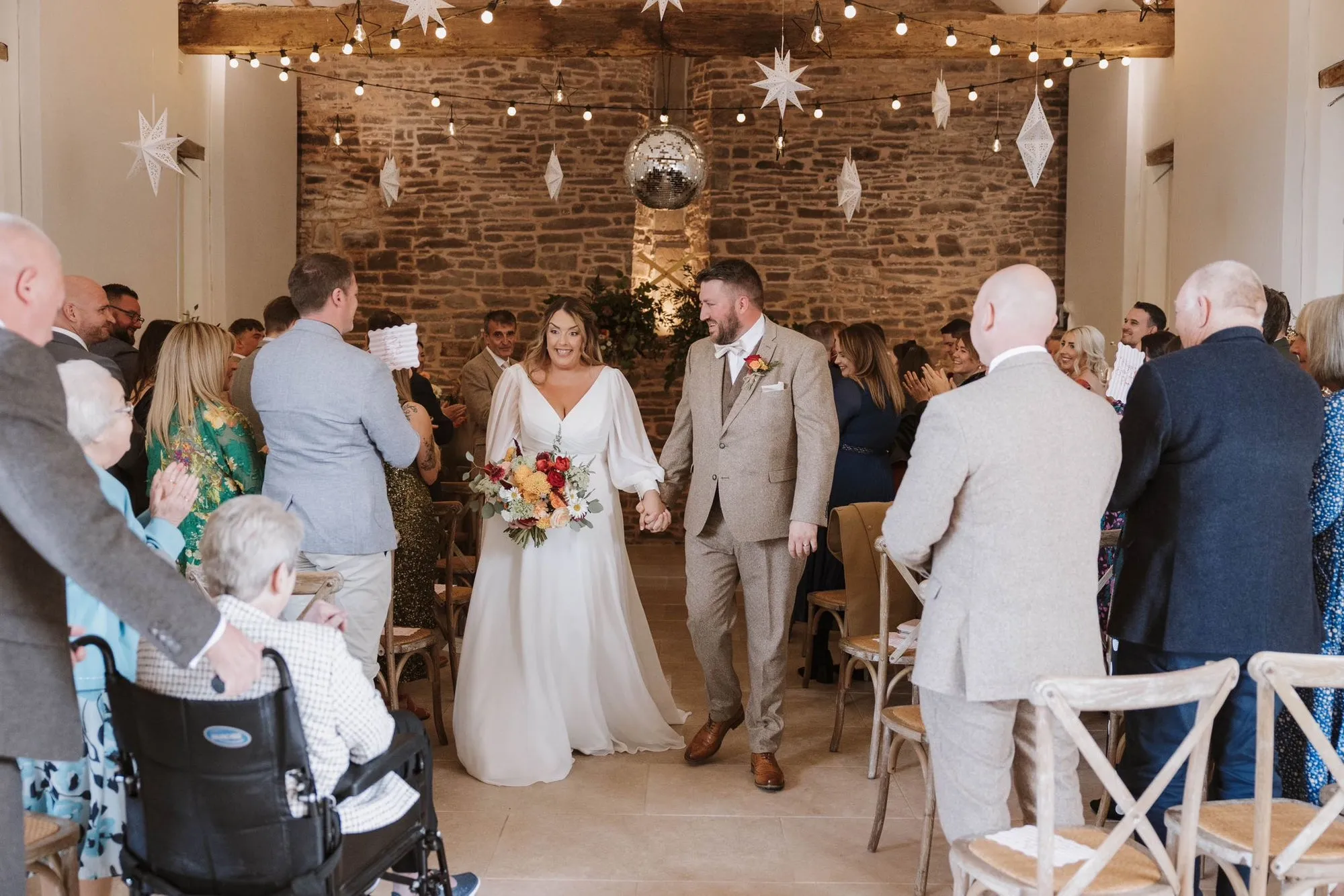 A ceremony in a stone barn