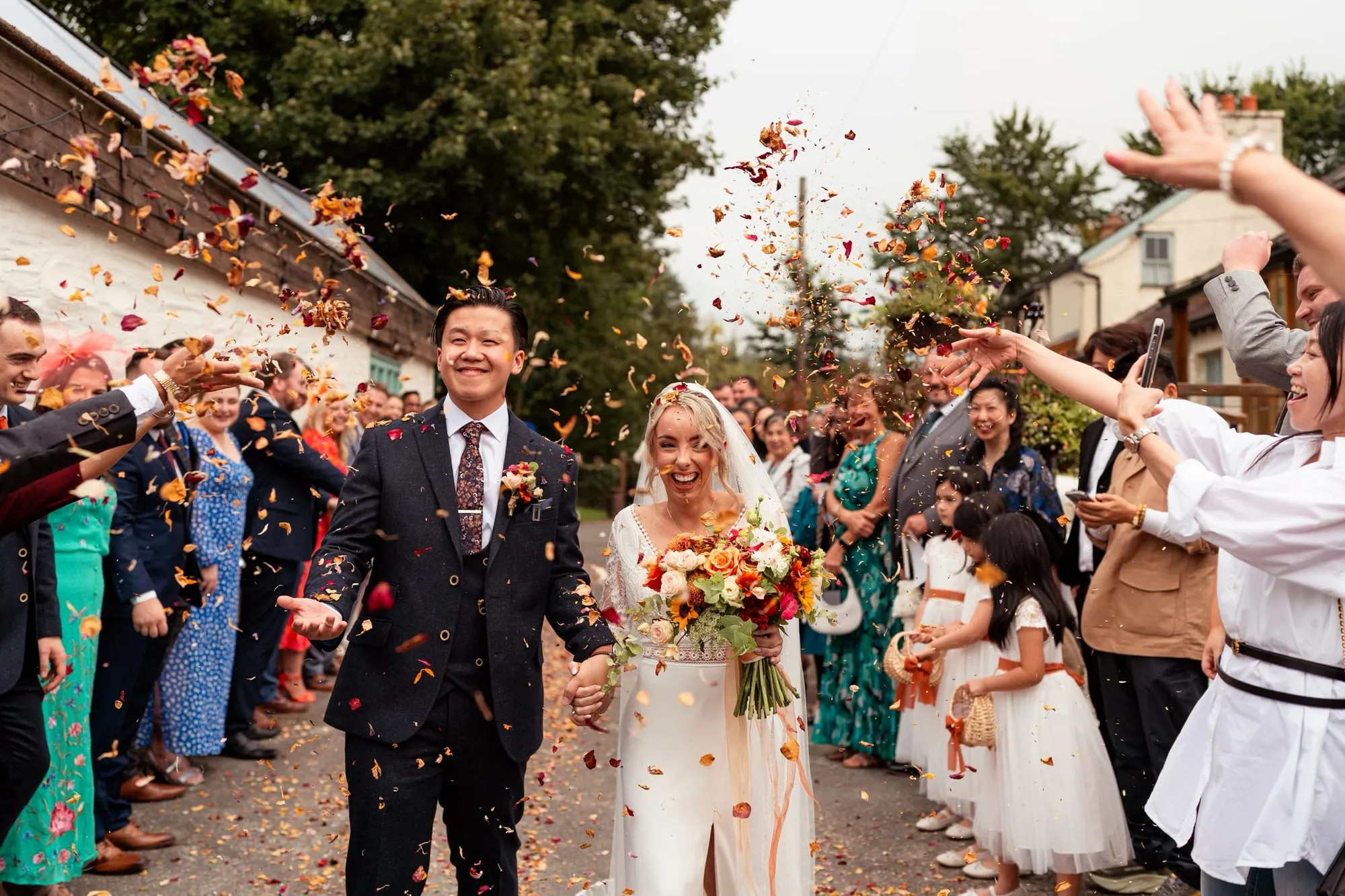 Confetti as a couple leave their ceremony